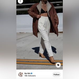 Vintage Cinnamon Leather & Faux Fur Zip Up Jacket (up to a size Large)